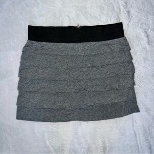Express Heather Gray Mini Skirt with Black Waistband